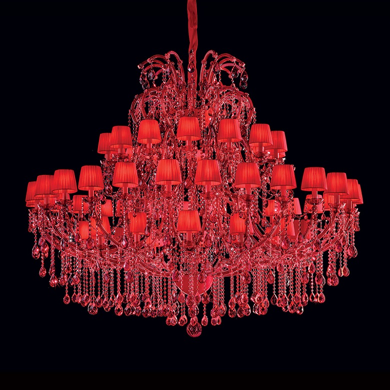 56 Lights Large Red Chandelier Crystal Lighting