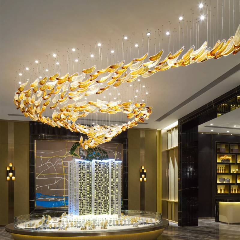 Modern Art Decorative Glass Chandeliers for Hotel Lobby