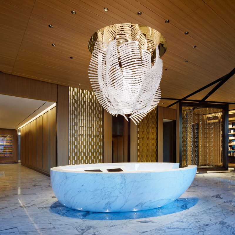 Custom made hotel glass art chandelier