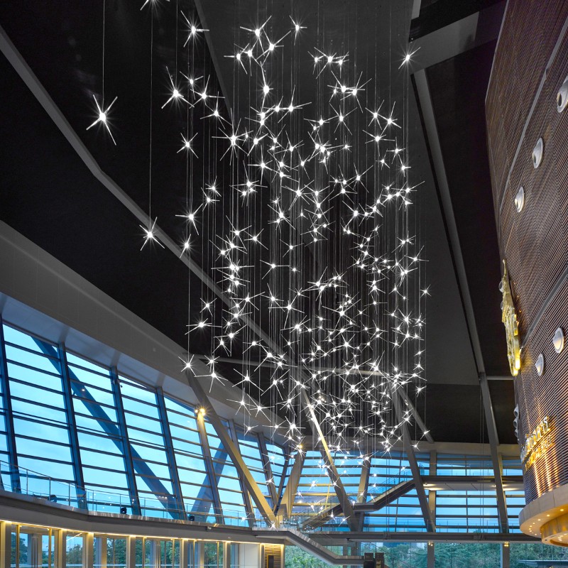 Modern large hotel decorated led handmade glass chandelier