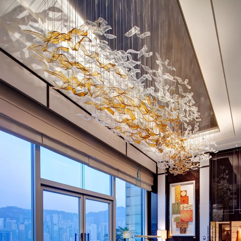 Customized hand blown glass chandelier for lobby