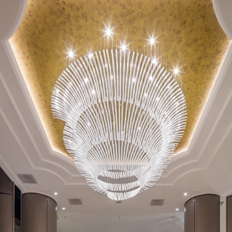 Custom hotel glass art chandelier