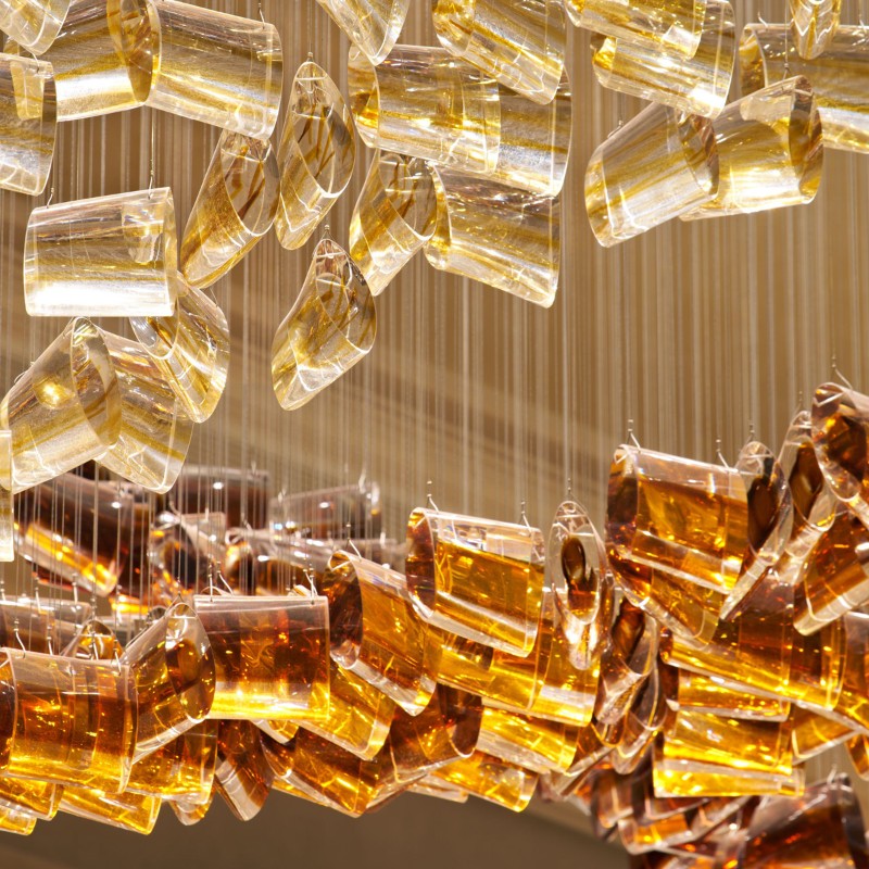 Customized Hotel Lobby Decoration Colored Handmade Glass Chandeliers