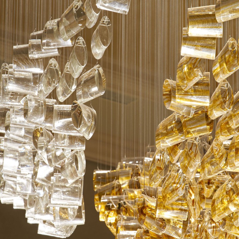 Customized Hotel Lobby Decoration Colored Handmade Glass Chandeliers