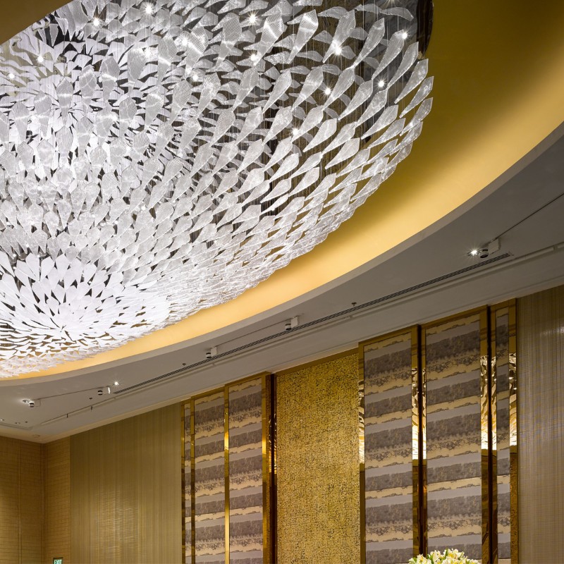 Custom contemporary hotel art glass chandelier