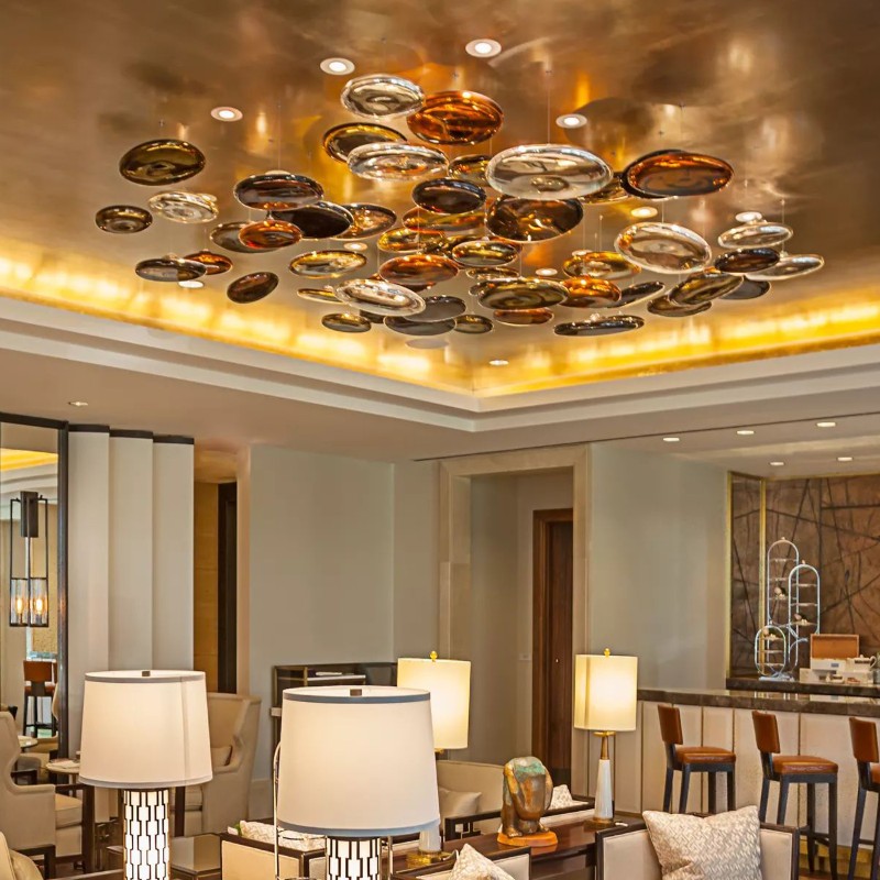 Modern large shopping mall balloon glass pendant chandelier