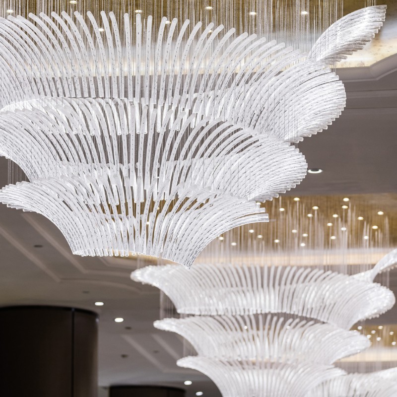 Custom hotel glass art chandelier