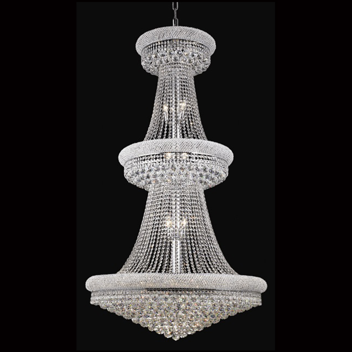 35.5 Inch 3 Tier Empire K9 Crystal Chandelier