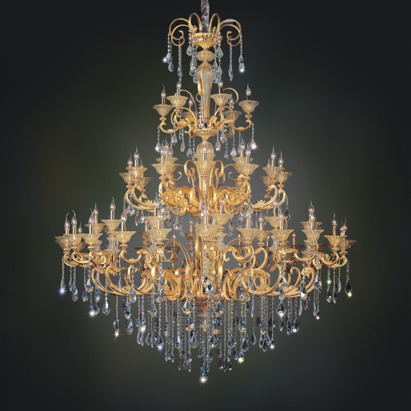 66 Lights Extra Large Gold Brass Chandelier