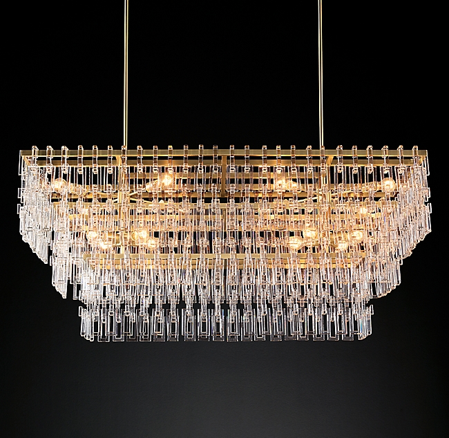 63 Inch Rectangle Marignan Crystal Chandelier for Dining Room