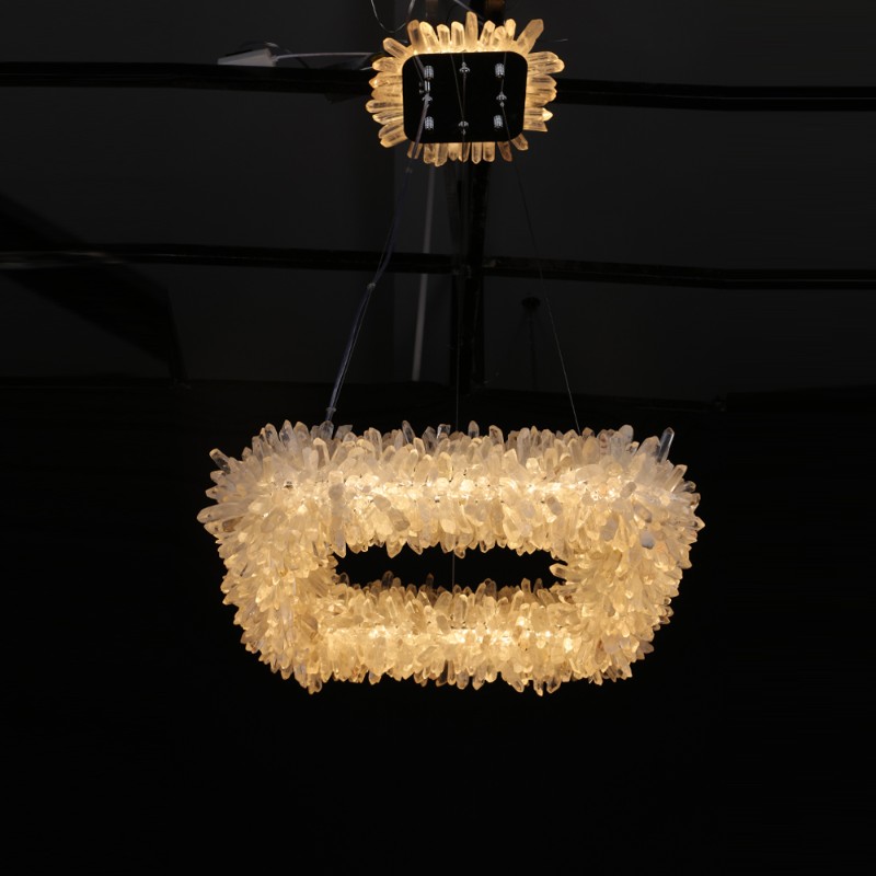 Square Geode Quartz Crystal Chandelier