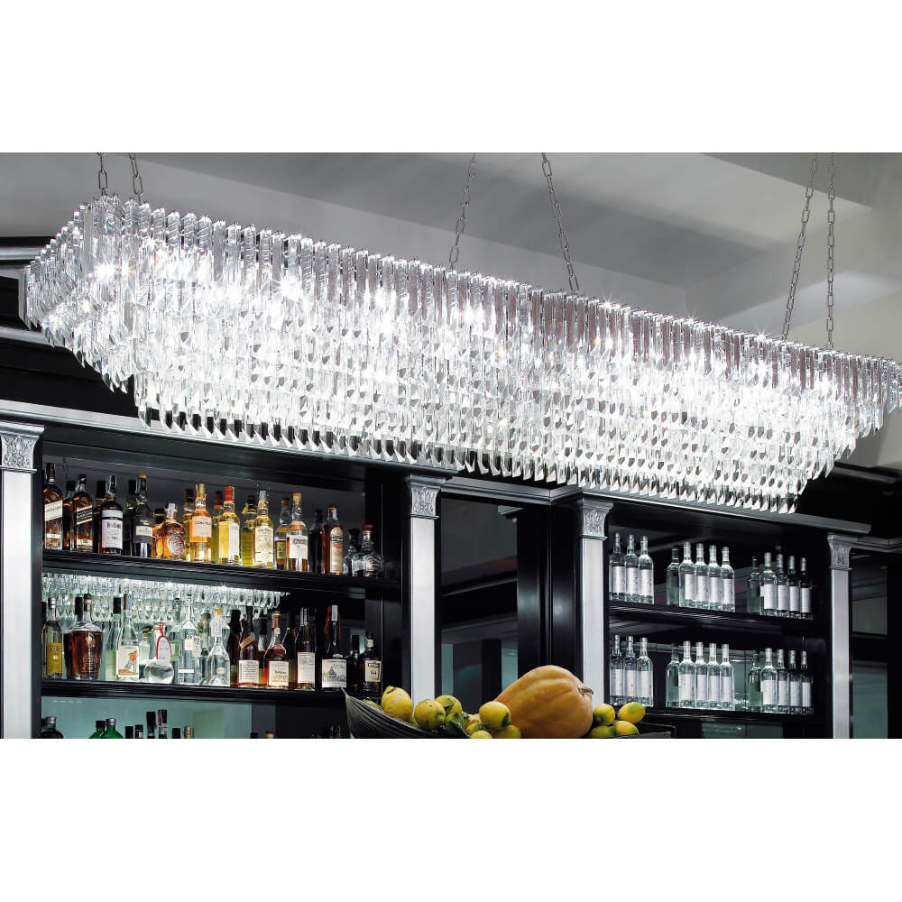 Large Rectangle Crystal Chandelier for Counter