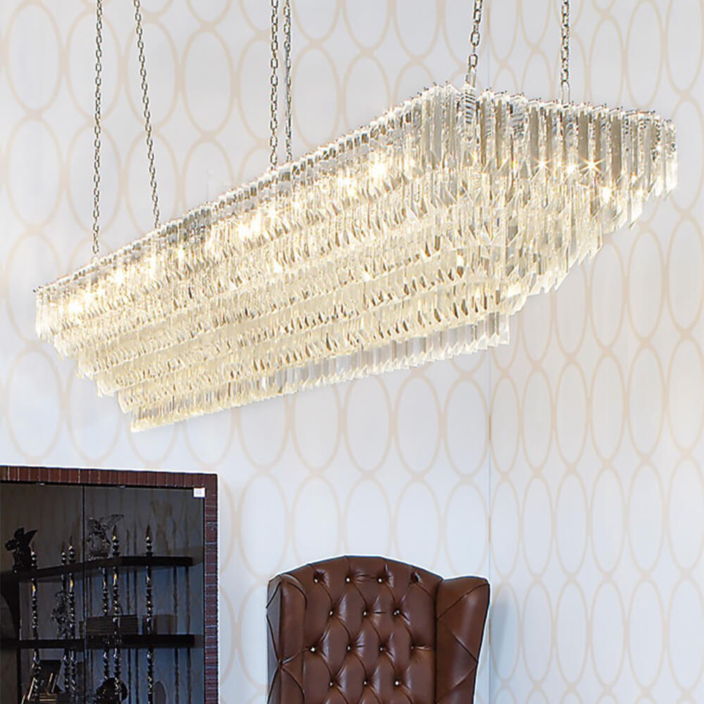 Large Rectangle Crystal Chandelier for Counter