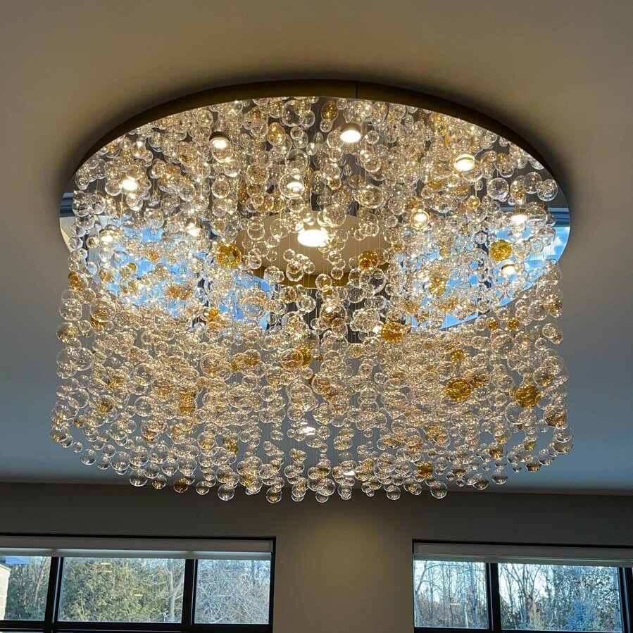 5 Feet Round Glass Bubble Chandelier for Sitting Room