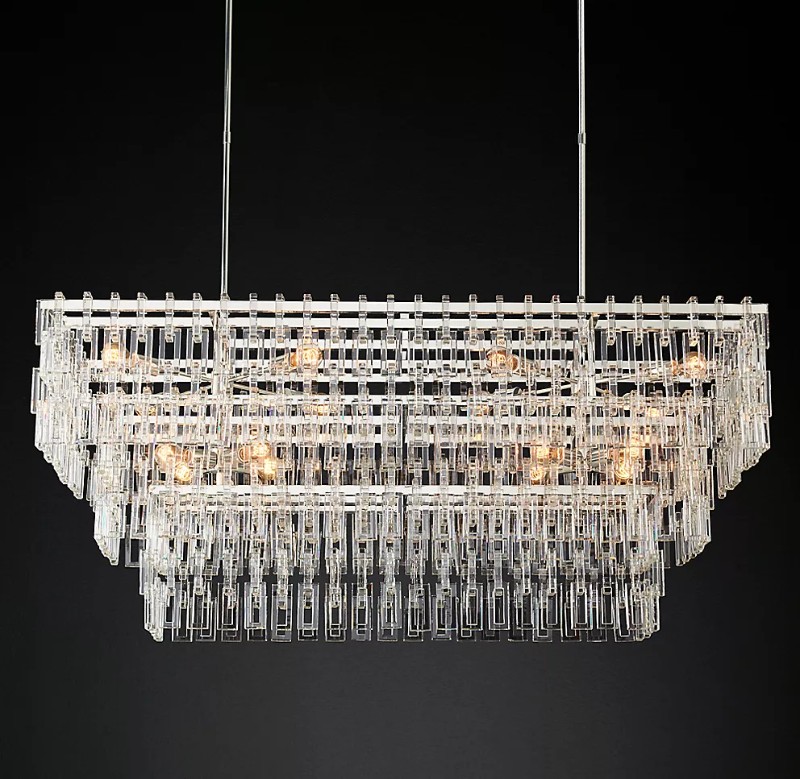 63 Inch Rectangle Marignan Crystal Chandelier for Dining Room