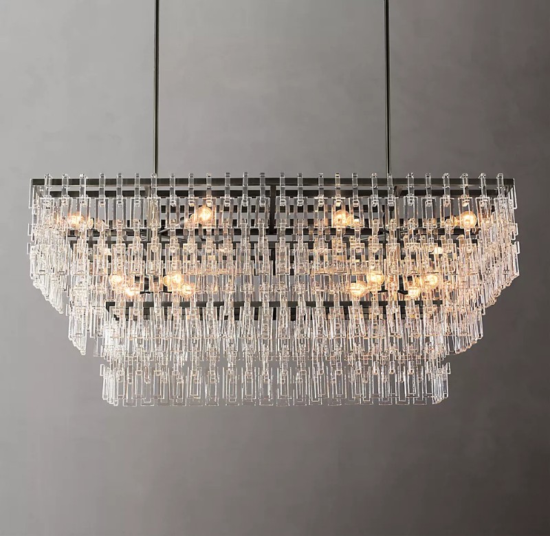 63 Inch Rectangle Marignan Crystal Chandelier for Dining Room