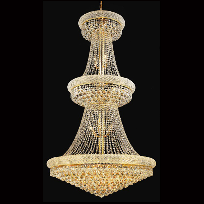 35.5 Inch 3 Tier Empire K9 Crystal Chandelier