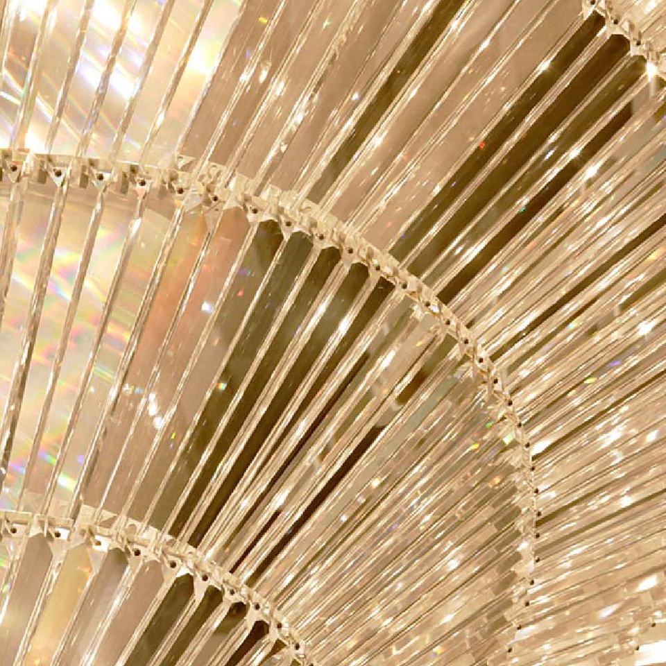 Luxury Large Modern Round Flush Mount Crystal Chandelier Lighting