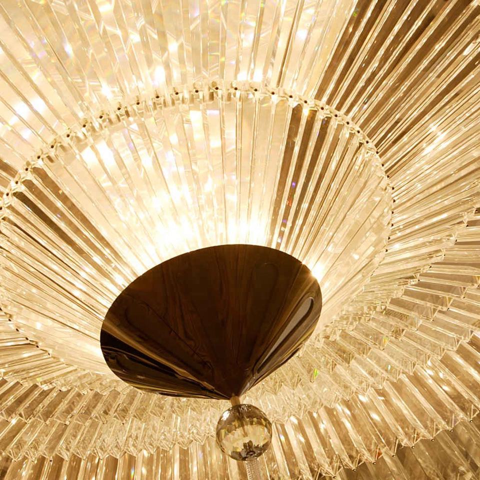 Luxury Large Modern Round Flush Mount Crystal Chandelier Lighting