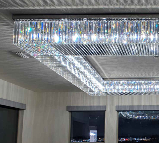 Large Square Flush Mounted Chandelier for Big Living Room