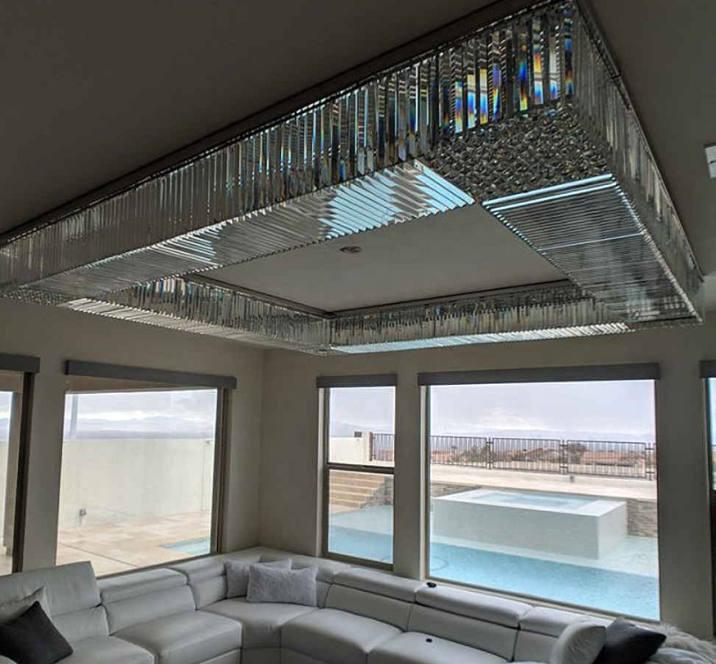 Large Square Flush Mounted Chandelier for Big Living Room