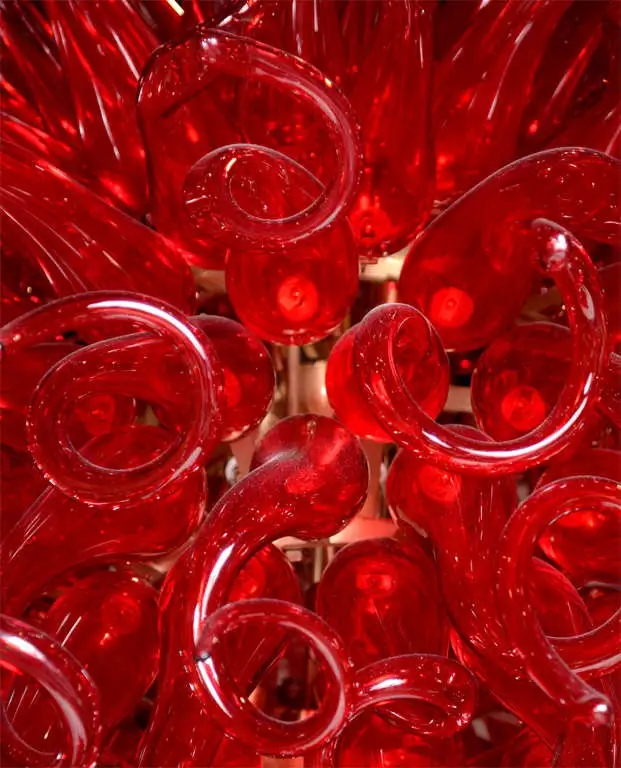 Red Hand Blown Glass Chandelier