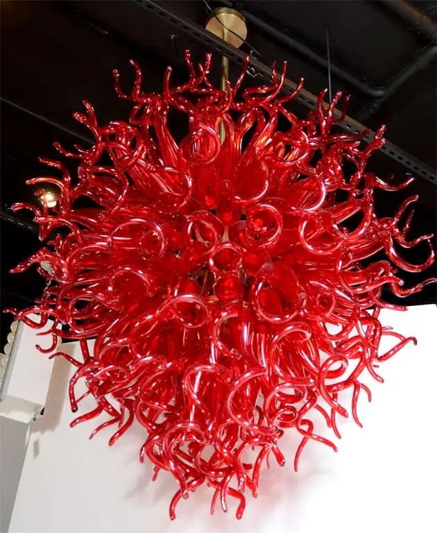 Red Hand Blown Glass Chandelier