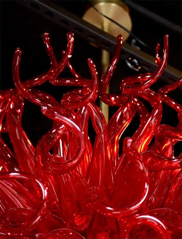 Red Hand Blown Glass Chandelier