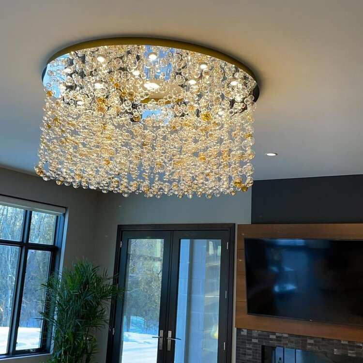 5 Feet Round Glass Bubble Chandelier for Sitting Room