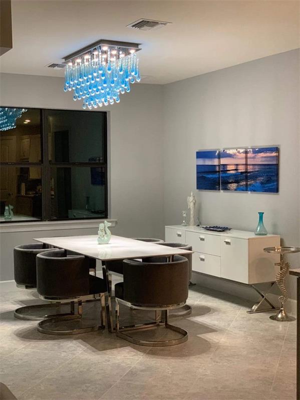 Rectangle Rainfall Blue Murano Glass Chandelier for Dining Room