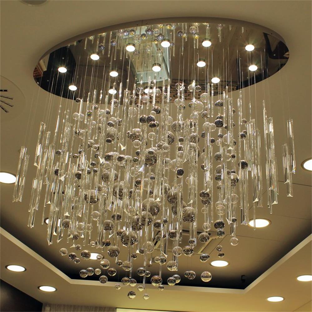 Large Modern Triangle Glass and Bubble Chandelier