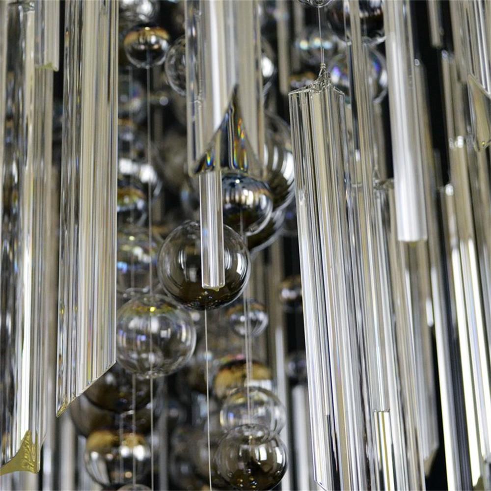 Large Modern Triangle Glass and Bubble Chandelier