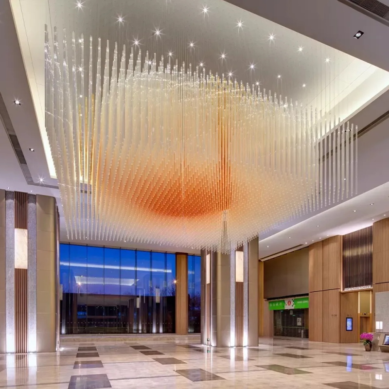 Extra Large Modern Square Flush Mount Glass Chandelier