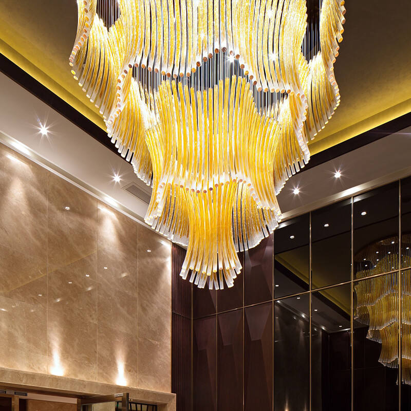 Amber Glass Chandelier Modern Hotel Lobby Chandelier