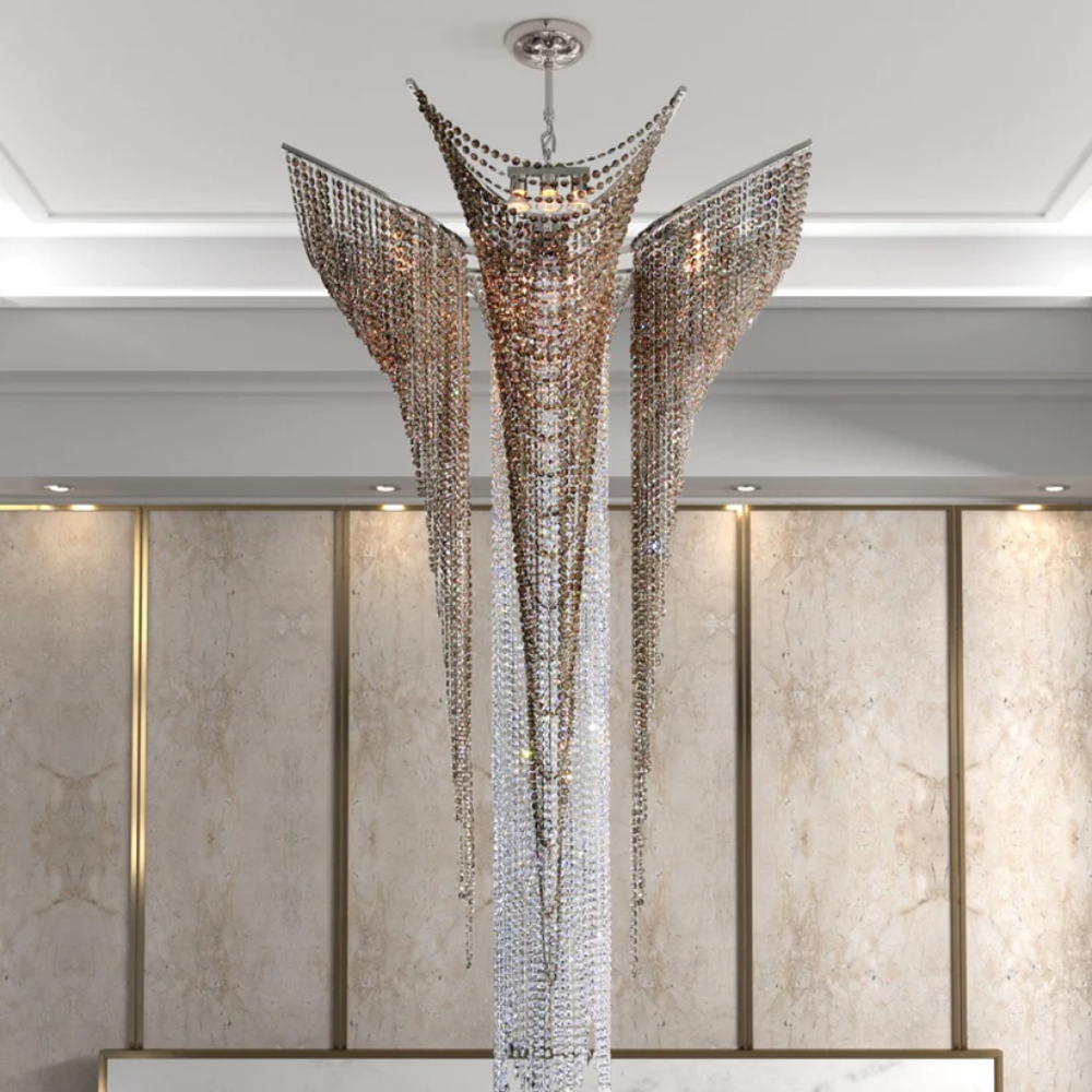 Luxury Stairwell Designer Crystal Pendant Chandelier