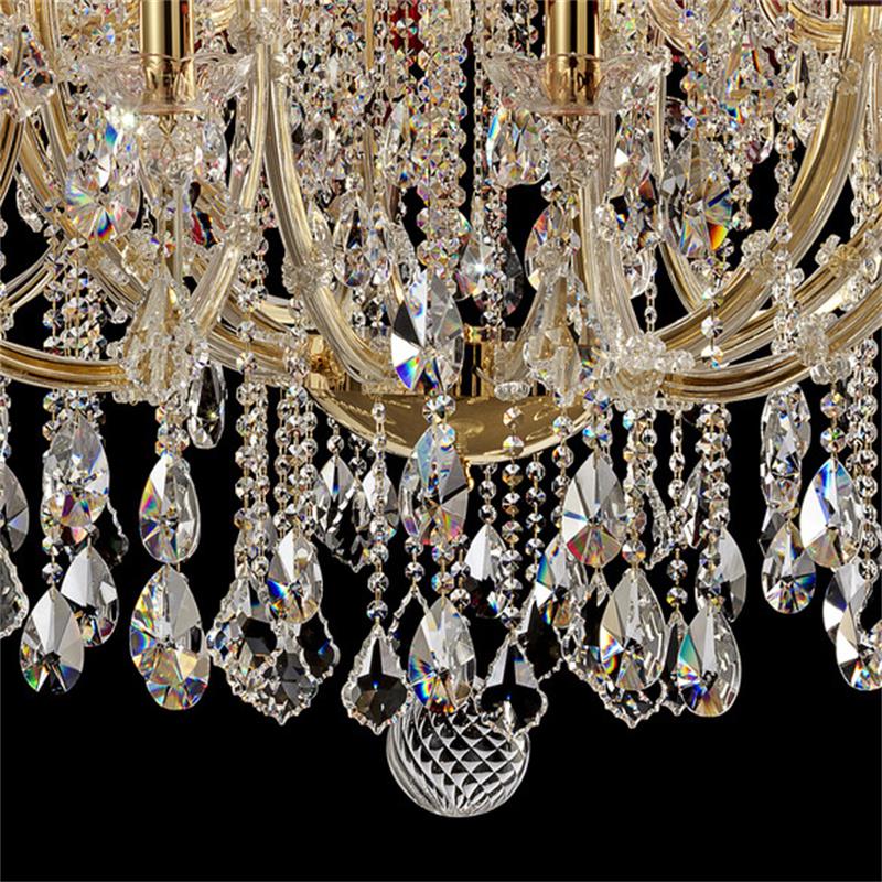 50 Lights Large Gold Chandelier with Red Lampshades