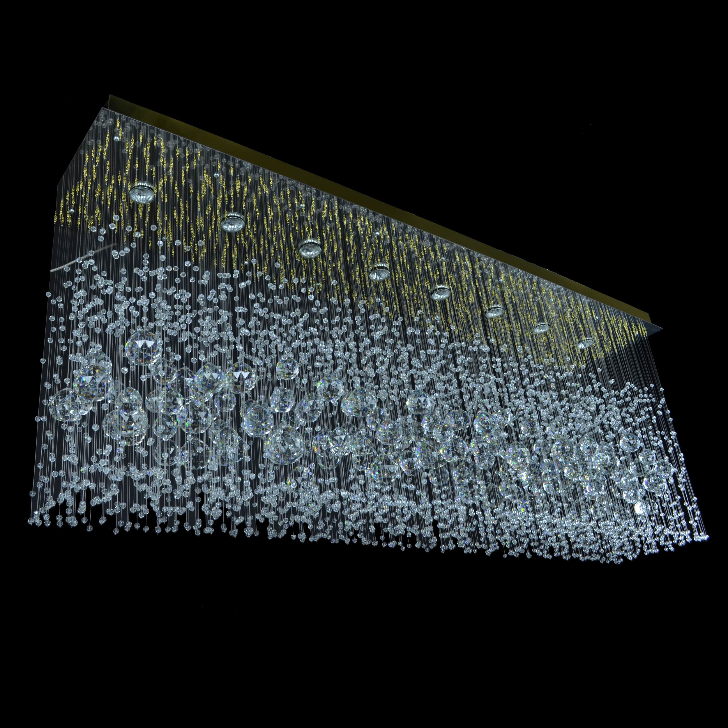 Long Rectangle Flush Mounted Chandelier for Dining Room