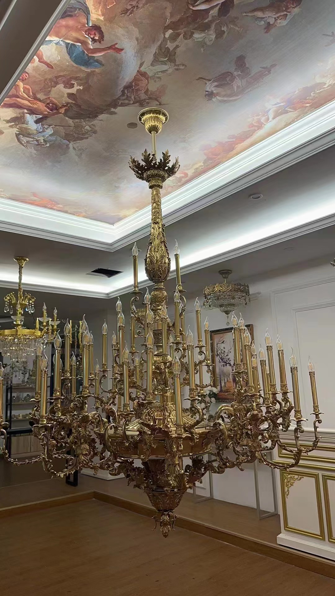 Large French Brass Chandelier 57 Lights 175cm wide XS3155-57