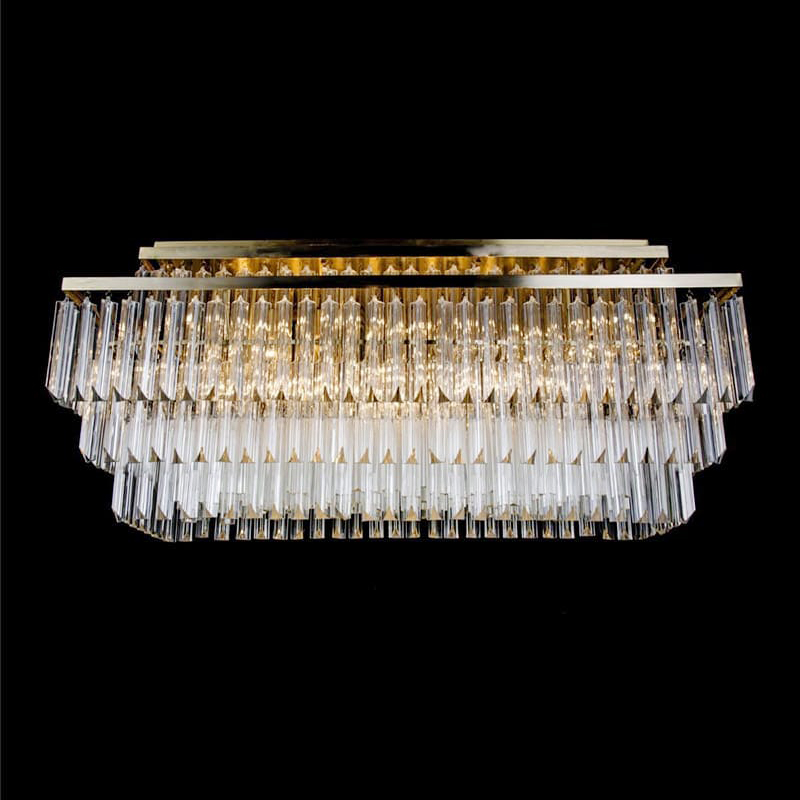 55'' Long Rectangle Glass Chandelier for Dining Room