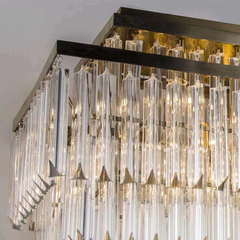 55'' Long Rectangle Glass Chandelier for Dining Room