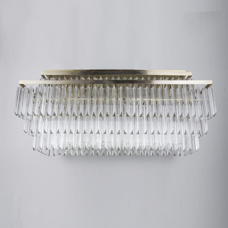 55'' Long Rectangle Glass Chandelier for Dining Room