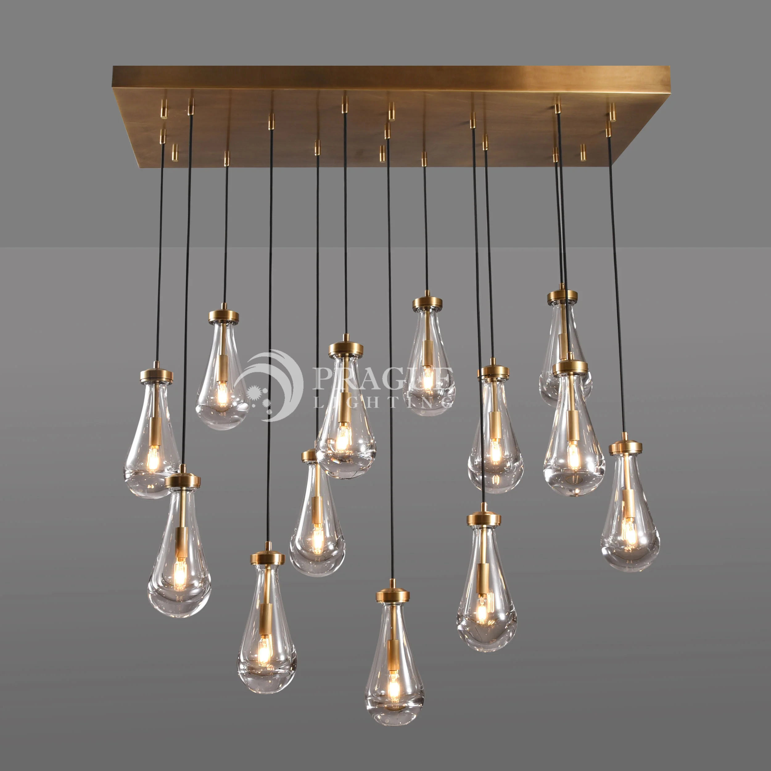 Raindrop Chandelier 48" Brass